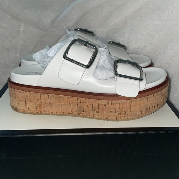 NWT J/SLIDES BELINDA White Leather Sandal - Picture 9 of 15